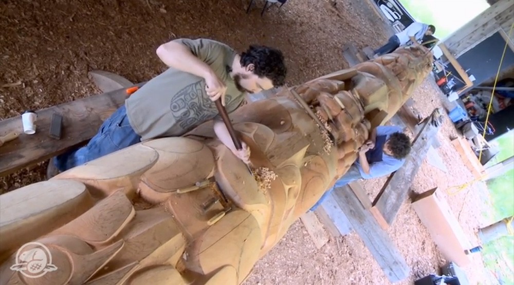 Totem Pole Raised on West Coast Totem Pole Raised on West Coast